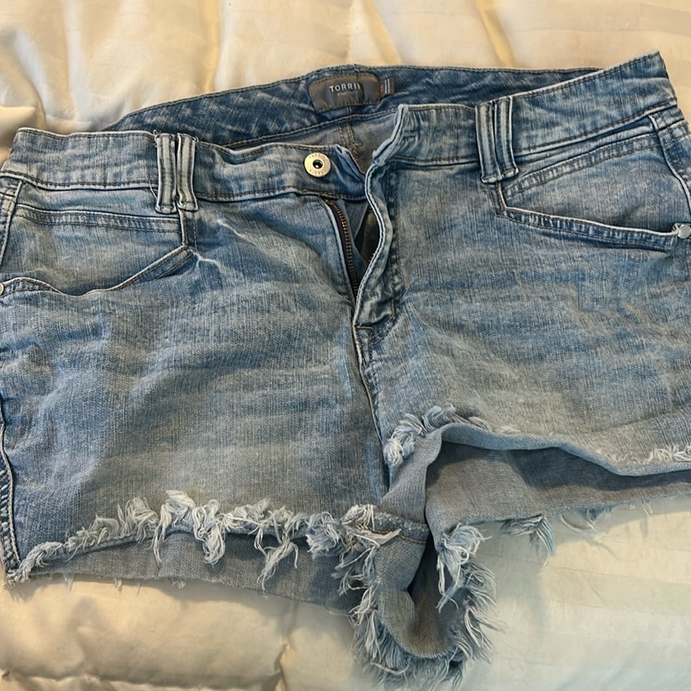High rise cut off shorts